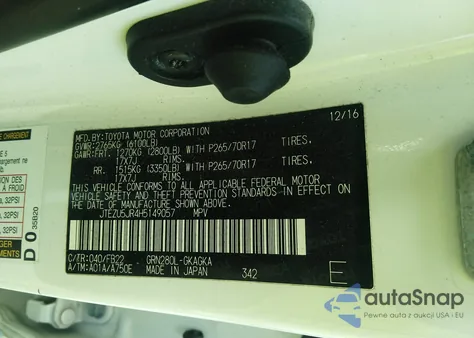 2017 Toyota 4Runner Sr5 from USA, damaged, VIN JTEZU5JR4H5149057